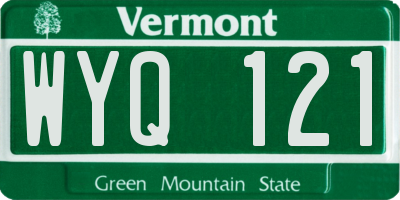 VT license plate WYQ121