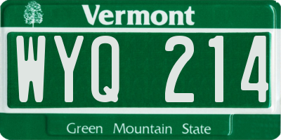 VT license plate WYQ214