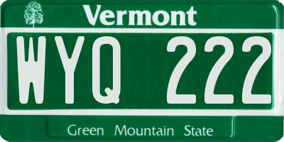 VT license plate WYQ222