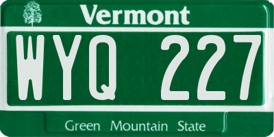 VT license plate WYQ227