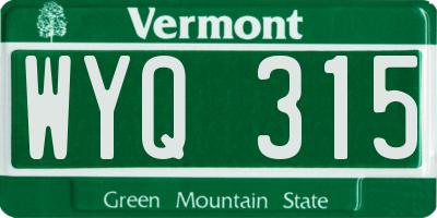 VT license plate WYQ315