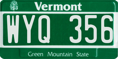 VT license plate WYQ356