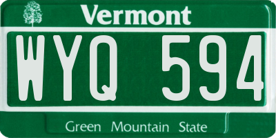 VT license plate WYQ594