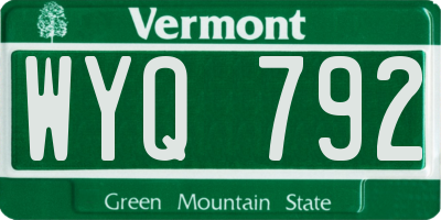 VT license plate WYQ792