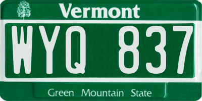 VT license plate WYQ837