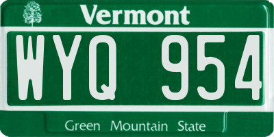 VT license plate WYQ954
