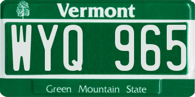 VT license plate WYQ965