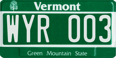 VT license plate WYR003