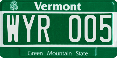 VT license plate WYR005