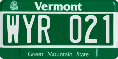 VT license plate WYR021