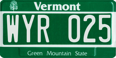 VT license plate WYR025
