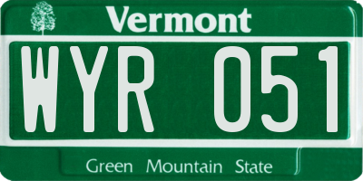 VT license plate WYR051