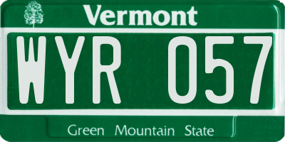VT license plate WYR057