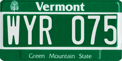 VT license plate WYR075