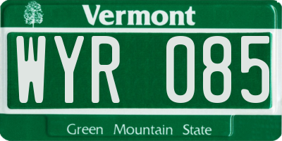 VT license plate WYR085