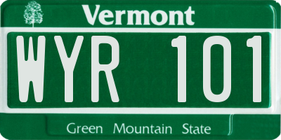 VT license plate WYR101