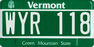 VT license plate WYR118
