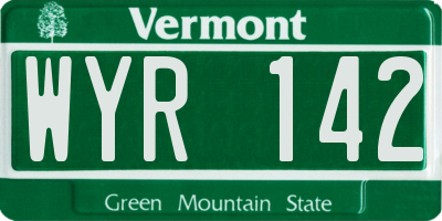 VT license plate WYR142