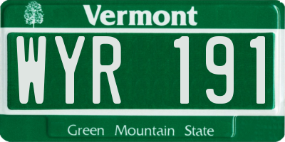 VT license plate WYR191