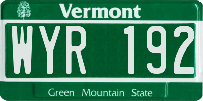 VT license plate WYR192