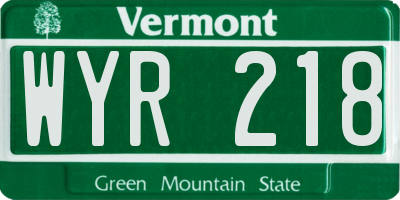 VT license plate WYR218