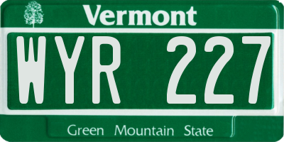 VT license plate WYR227