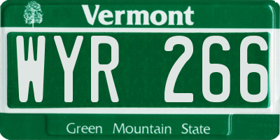 VT license plate WYR266