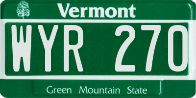 VT license plate WYR270
