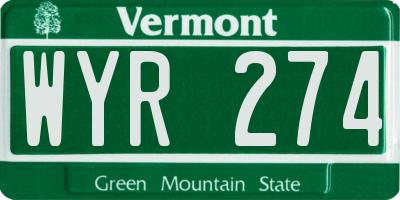 VT license plate WYR274