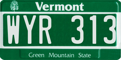 VT license plate WYR313