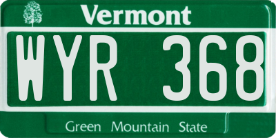 VT license plate WYR368