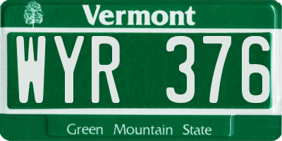 VT license plate WYR376
