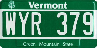 VT license plate WYR379
