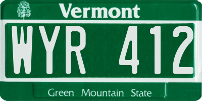 VT license plate WYR412