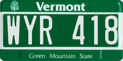 VT license plate WYR418