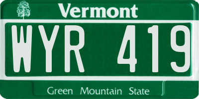 VT license plate WYR419