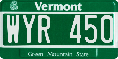 VT license plate WYR450