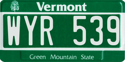 VT license plate WYR539
