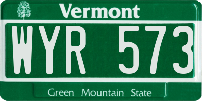 VT license plate WYR573