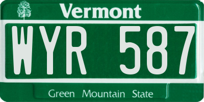 VT license plate WYR587