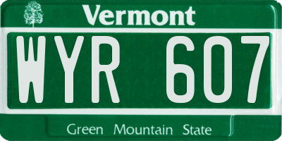 VT license plate WYR607