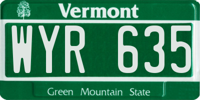 VT license plate WYR635