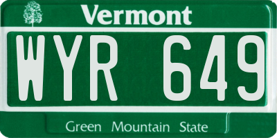 VT license plate WYR649