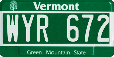 VT license plate WYR672
