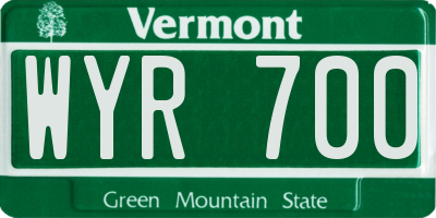 VT license plate WYR700