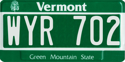 VT license plate WYR702