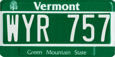 VT license plate WYR757