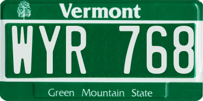 VT license plate WYR768