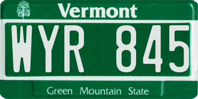 VT license plate WYR845