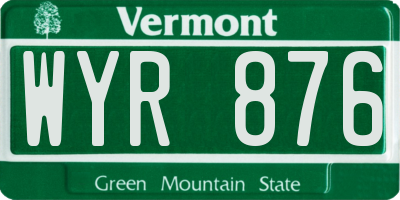 VT license plate WYR876